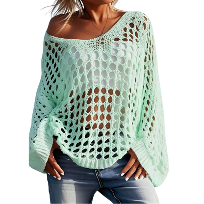 Women's V-Neck Hollow Out Knit Top