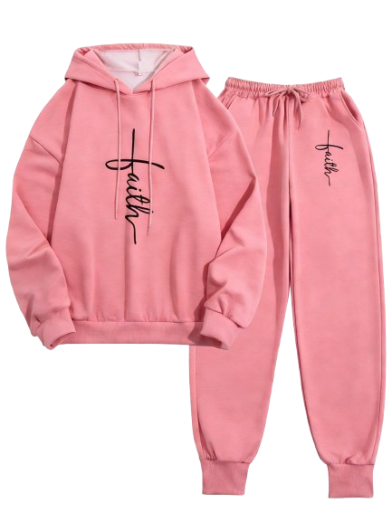 Women's Printed Hooded Top & Pants Set