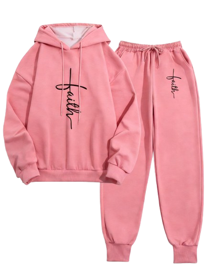 Women's Printed Hooded Top & Pants Set