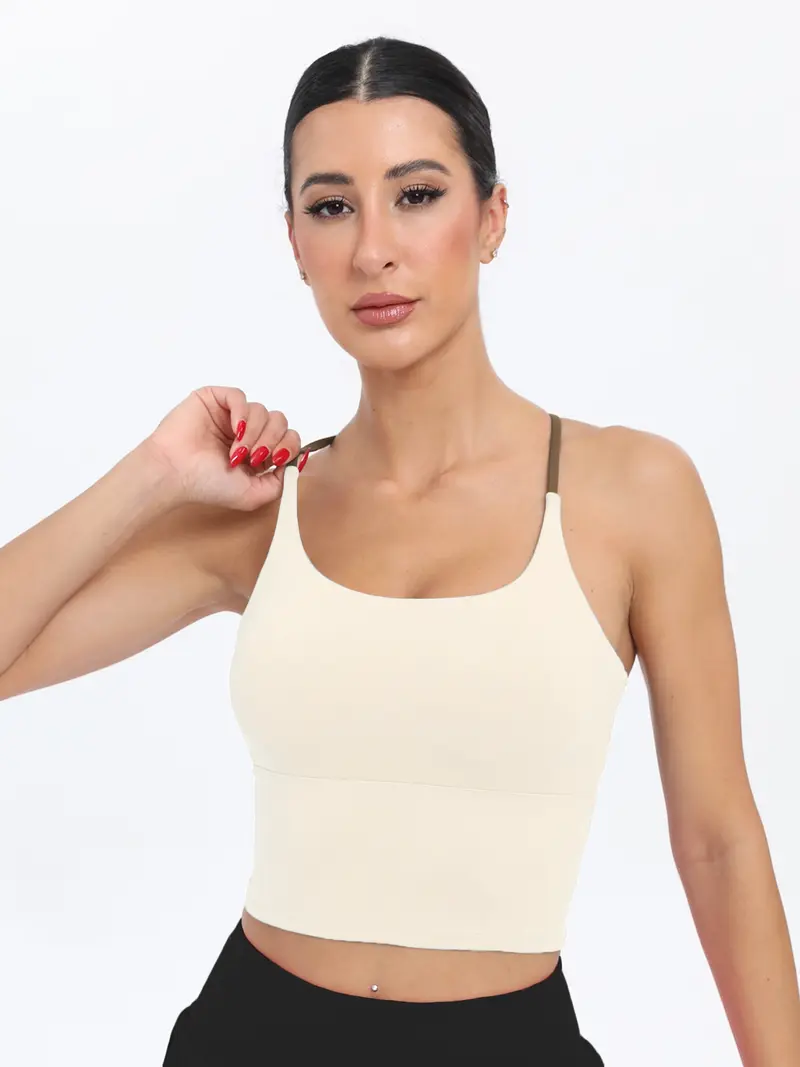 Sporty Women's Plain Criss Cross Sports Bra
