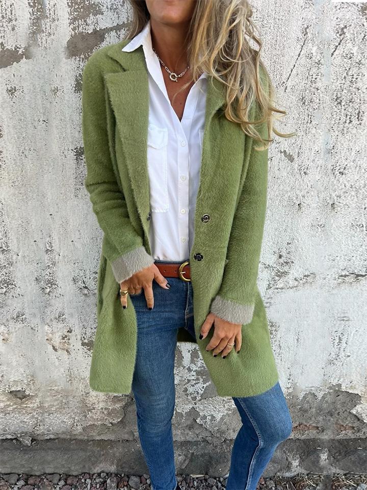 Last Chance 70% OFF-  Women's lapel long-sleeved faux fur long coat
