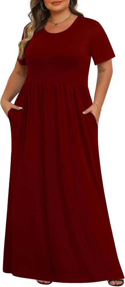 Women's Plus Size Maxi Dresses for Curvy Women Casual Long Dress