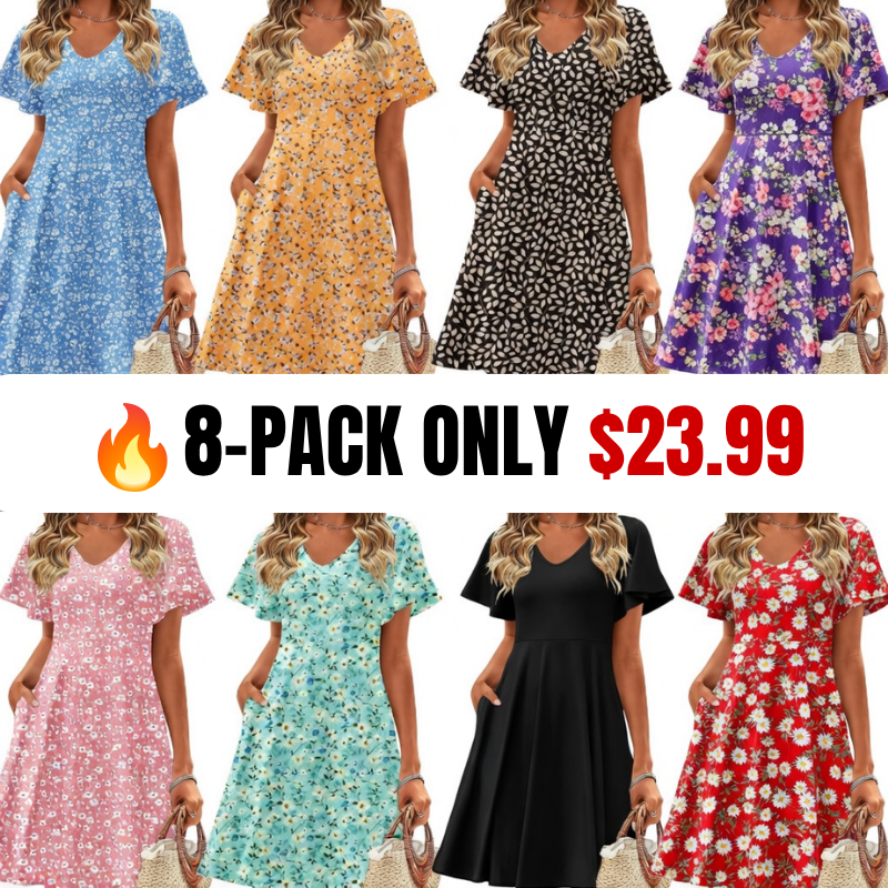 🔥Casual Swing Floral Ruffle Short Sleeve Sundresses
