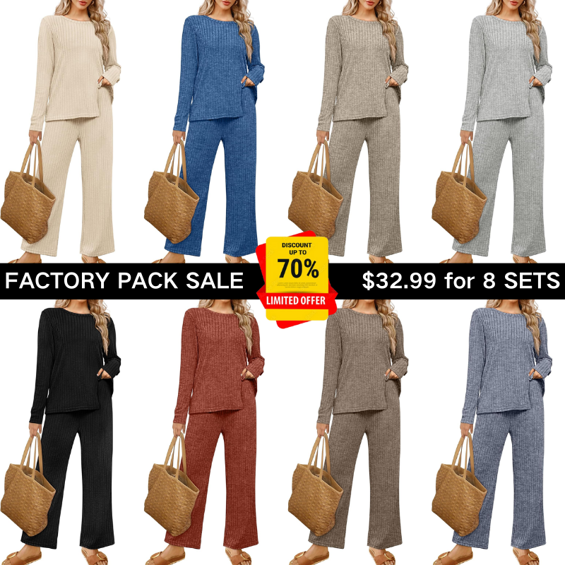 FACTORY SALE Womens Two Piece Outfits Lounge Sets Cozy Sweater Loungewear with Pockets 2025