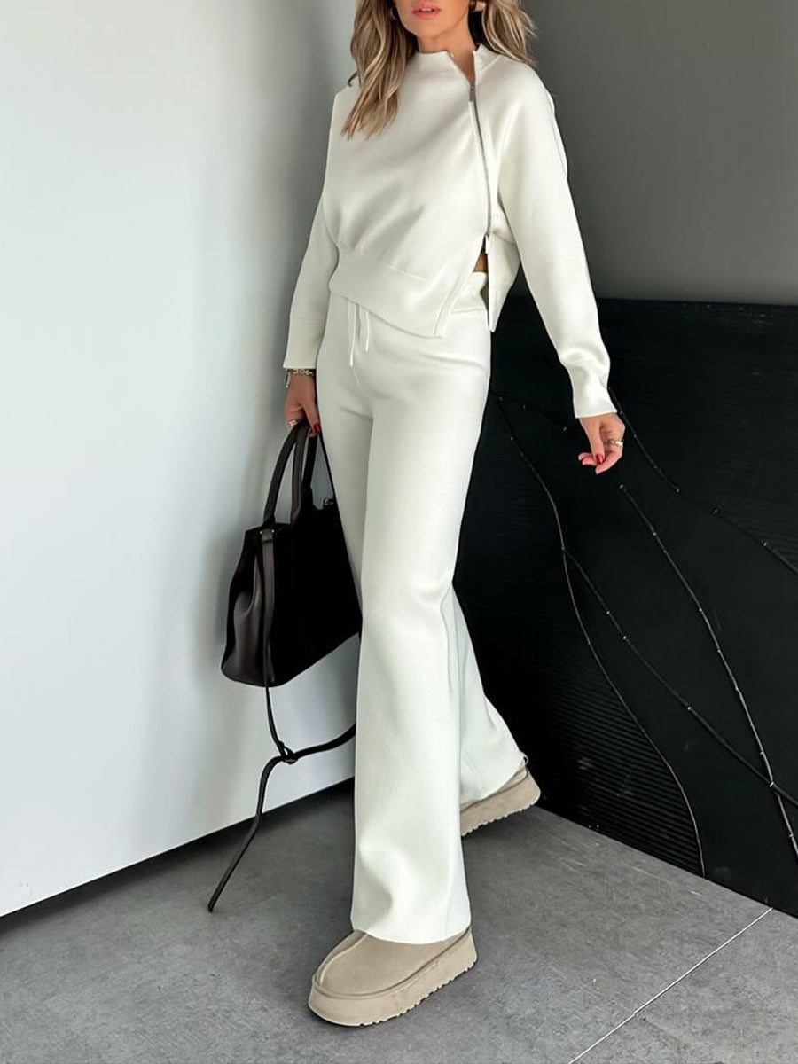 Women'S Sports Knit Side Slit Top & Pants Set