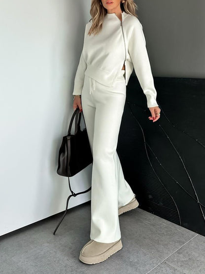 Women'S Sports Knit Side Slit Top & Pants Set