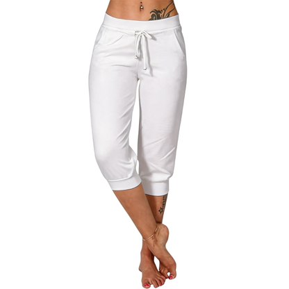 Women's Solid Color Drawstring Capri Yoga Pants