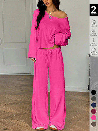 Women's Elegant Solid Color Loose-Fit Sleepwear Set