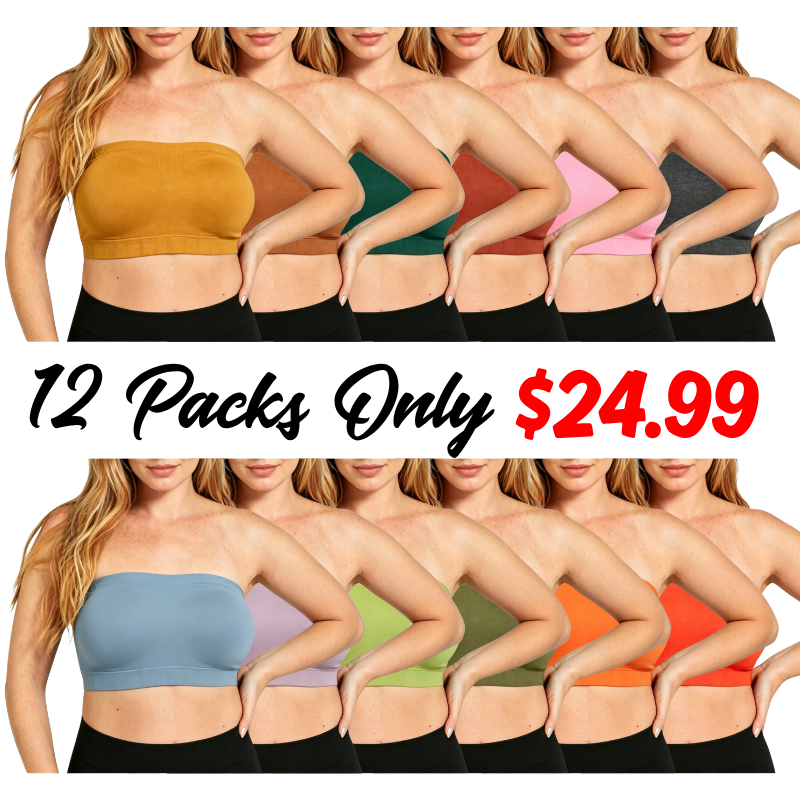 Truekind Wireless Strapless Bandeau Bra Anti-Slip Removable Convertible Straps
