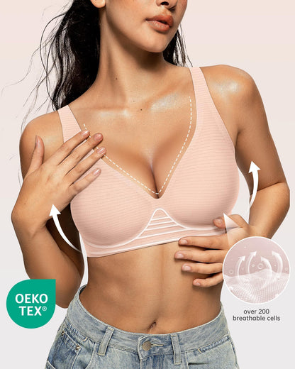 Wireless Polka Dots Deep V Seamless Bras