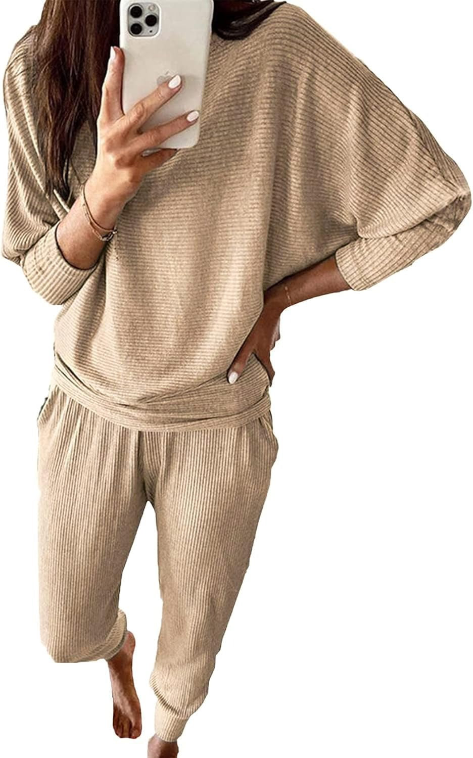 Women's Lounge Matching Set, Short Sleeve Top & Jogger Pants Casual Travel Outfit