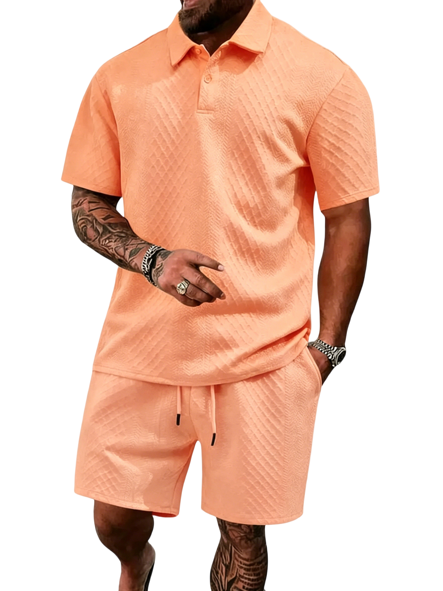 🔥Casual Summer Textured Polo Set