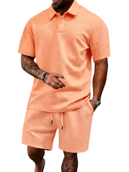 🔥Casual Summer Textured Polo Set