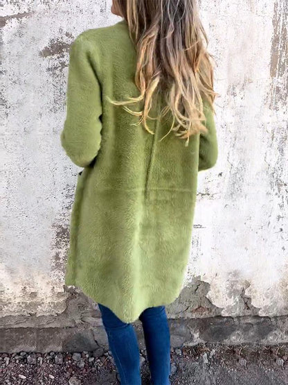 Last Chance 70% OFF-  Women's lapel long-sleeved faux fur long coat