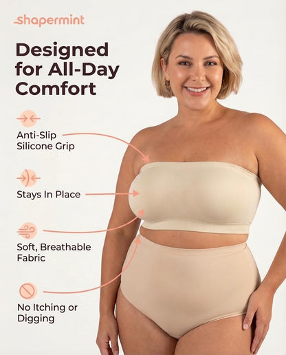 Truekind Wireless Strapless Bandeau Bra Anti-Slip Removable Convertible Straps