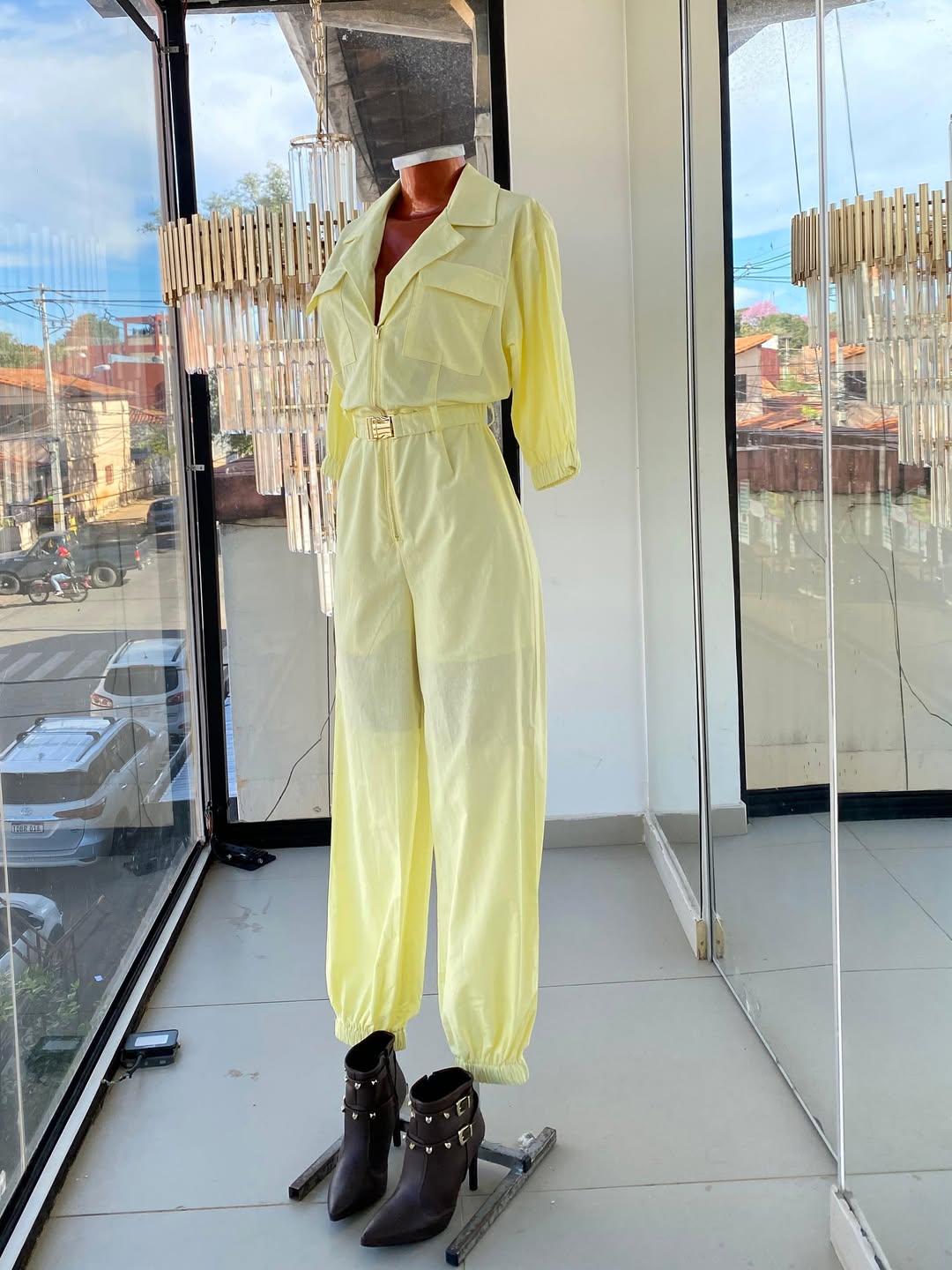 Stylish Casual Lapel Belt Jumpsuit