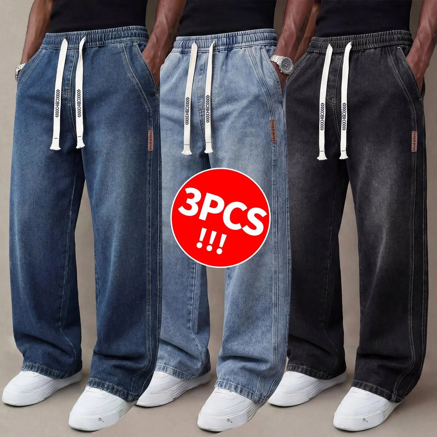 Men's Stretch Cotton Loose Fit Jeans