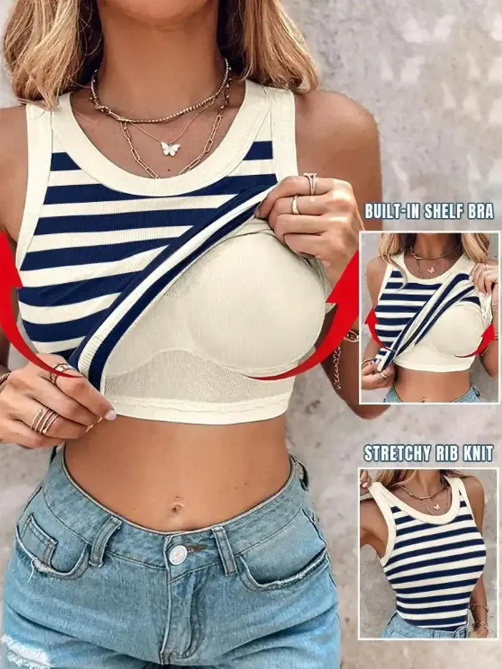 🔥 $24.99-Women's Ribbed Tank Tops with Shelf Bra