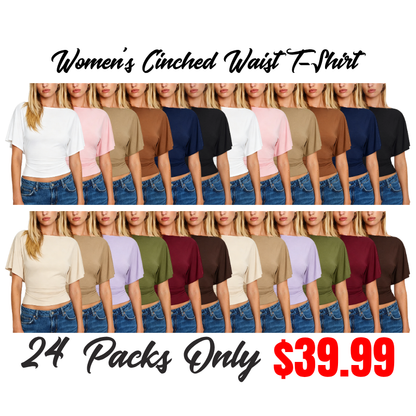Women's Cinched Waist Shirt Short-Sleeve Top