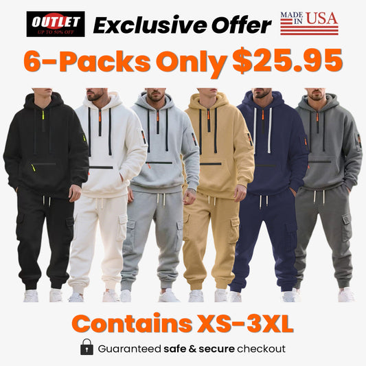Men's Winter Fleece Lined Casual Set Long Sleeve Jacket & Pants