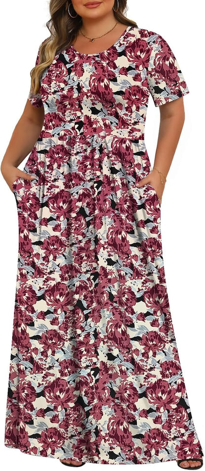 Women's Plus Size Maxi Dresses for Curvy Women Casual Long Dress