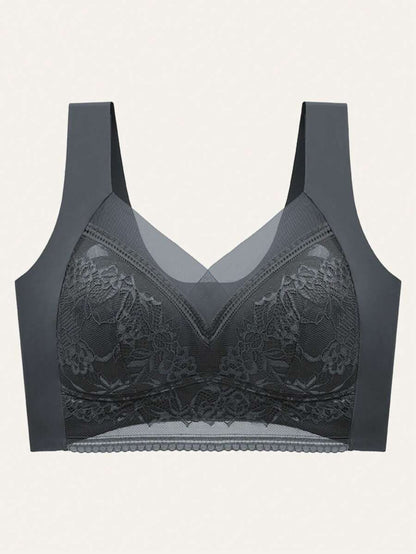 Women'S Plain Contrast Lace BraSoftBreathable Push Up Bra U