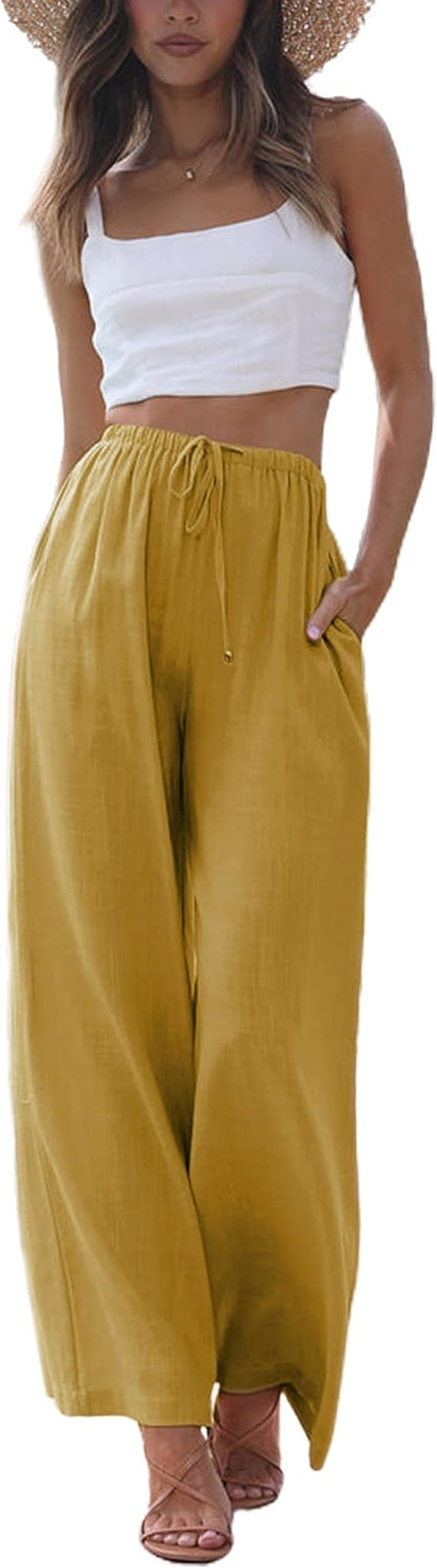 Women's Cotton Linen Summer Palazzo Pants