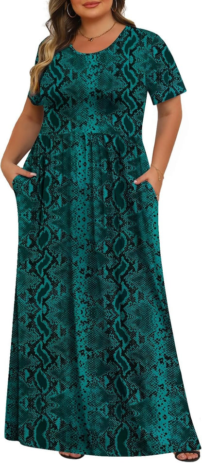 Women's Plus Size Maxi Dresses for Curvy Women Casual Long Dress