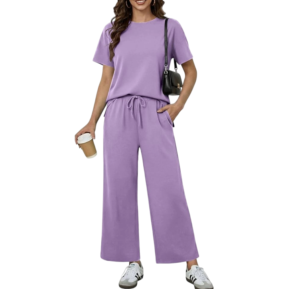 2 Piece Sets for Women - Soft Short Sleeve Matching Lounge Set