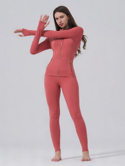 Women's Solid Criss Cross Crop Tank Top & High Waist Leggings & Zip Up Crop Jacket Tracksuit Set