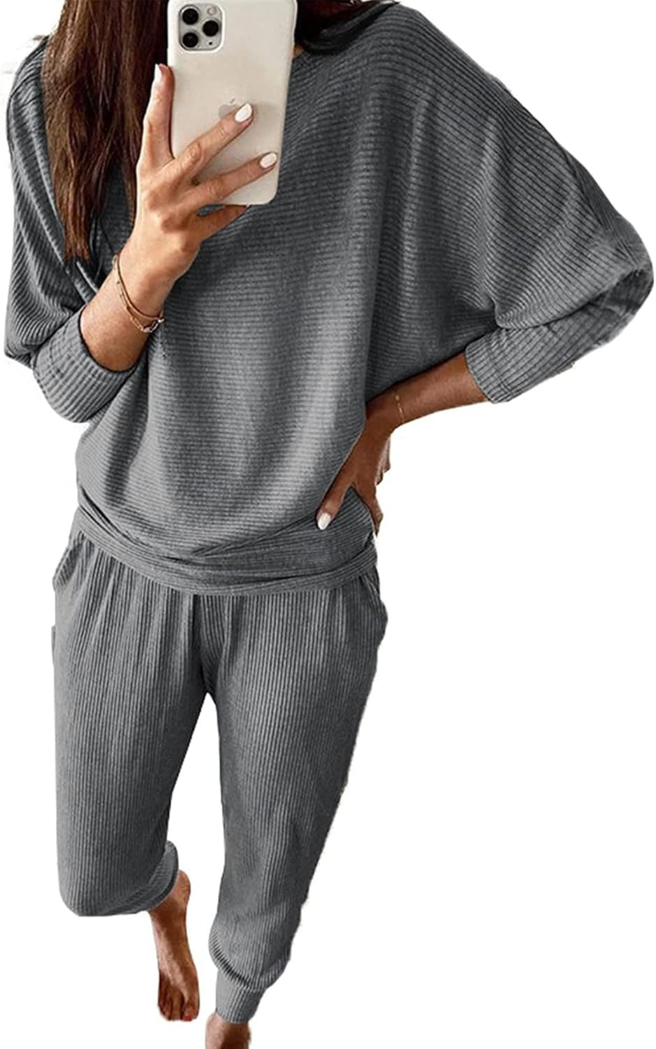 Women's Lounge Matching Set, Short Sleeve Top & Jogger Pants Casual Travel Outfit