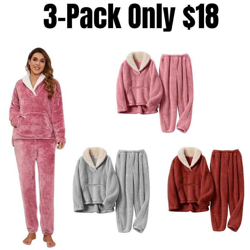 Women's Fluffy Fleece Winter Pajama Set