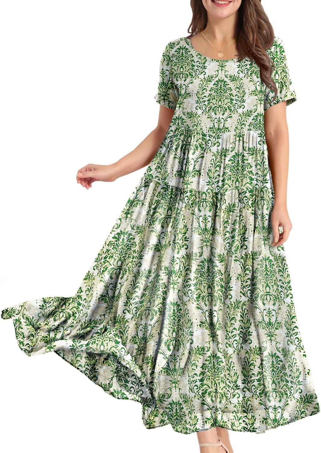 Women Casual Loose Bohemian Floral Dress Maxi Summer Beach Dresses