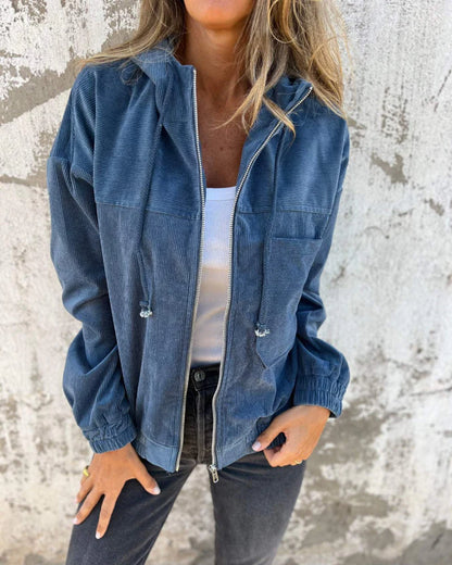 Casual Comfort Zip-Up Corduroy Jacket
