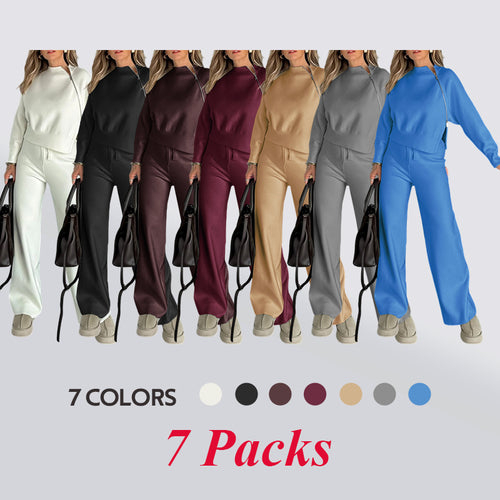 Women'S Sports Knit Side Slit Top & Pants Set