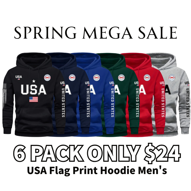 USA Flag Print Hoodie Men's Fleece Sweatshirt