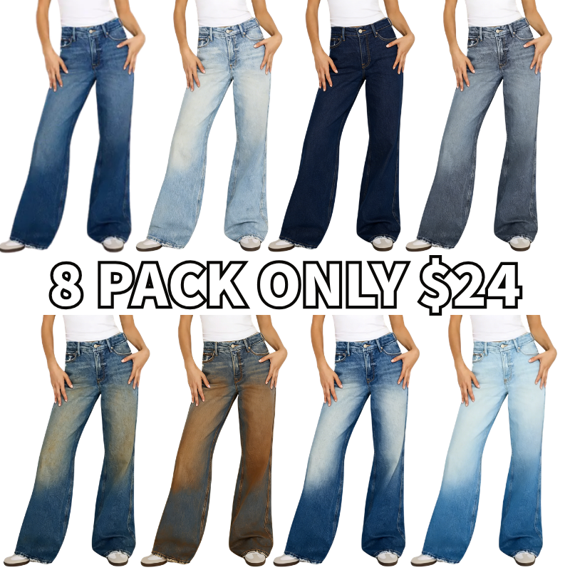 Women's High Waisted Frayed Hem Wide Leg Jeans