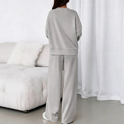 Women Spring & Fall Long Sleeve Wide Leg Pants Sweatsuit