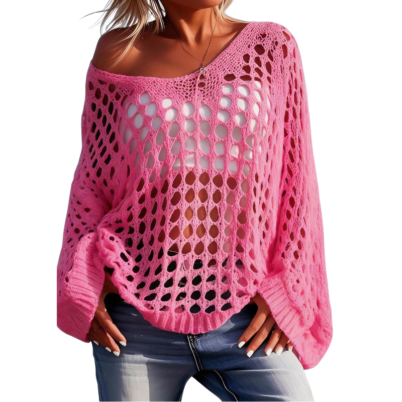 Women's V-Neck Hollow Out Knit Top