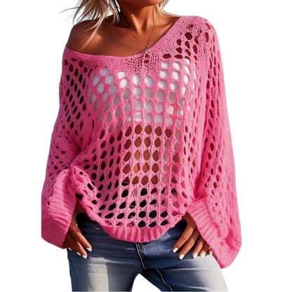 Women's V-Neck Hollow Out Knit Top