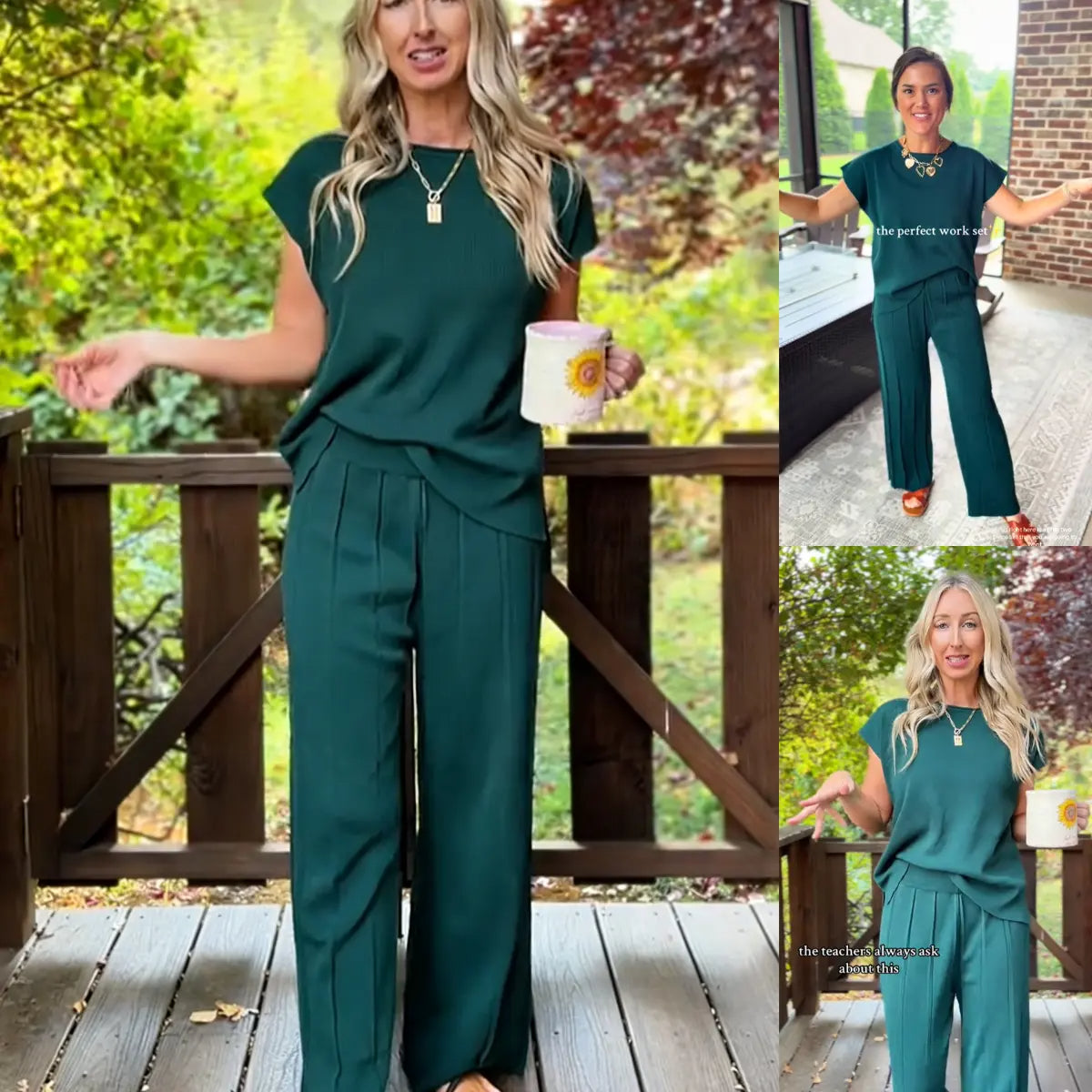 Women Two Piece Outfits Knit Cap Sleeve Tops Wide Leg Pleated Pants