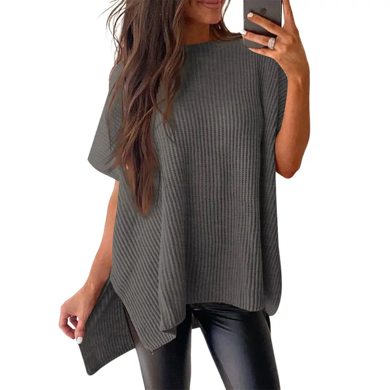 Summer Oversized Cozy Ribbed Knit Top