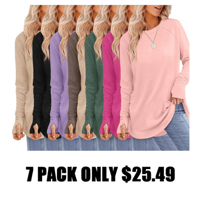 🎅Early Christmas Sale🎄Womens Long Sleeve Thumb Hole Shirts Tunic Tops to Wear with Leggings