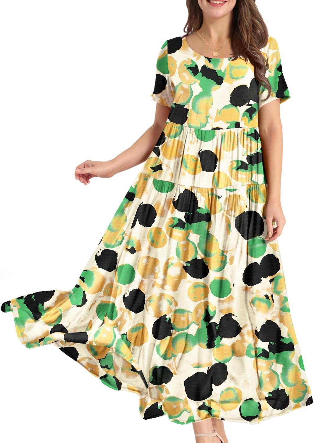 Women Casual Loose Bohemian Floral Dress Maxi Summer Beach Dresses
