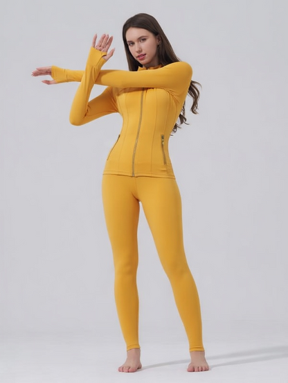 [Golden Zipper][Gardenia Fragrance]Soft Brushed Women's Sporty Jacket