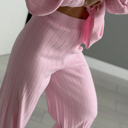 Women Stand Collar Half Zip Top & Pants Casual Set