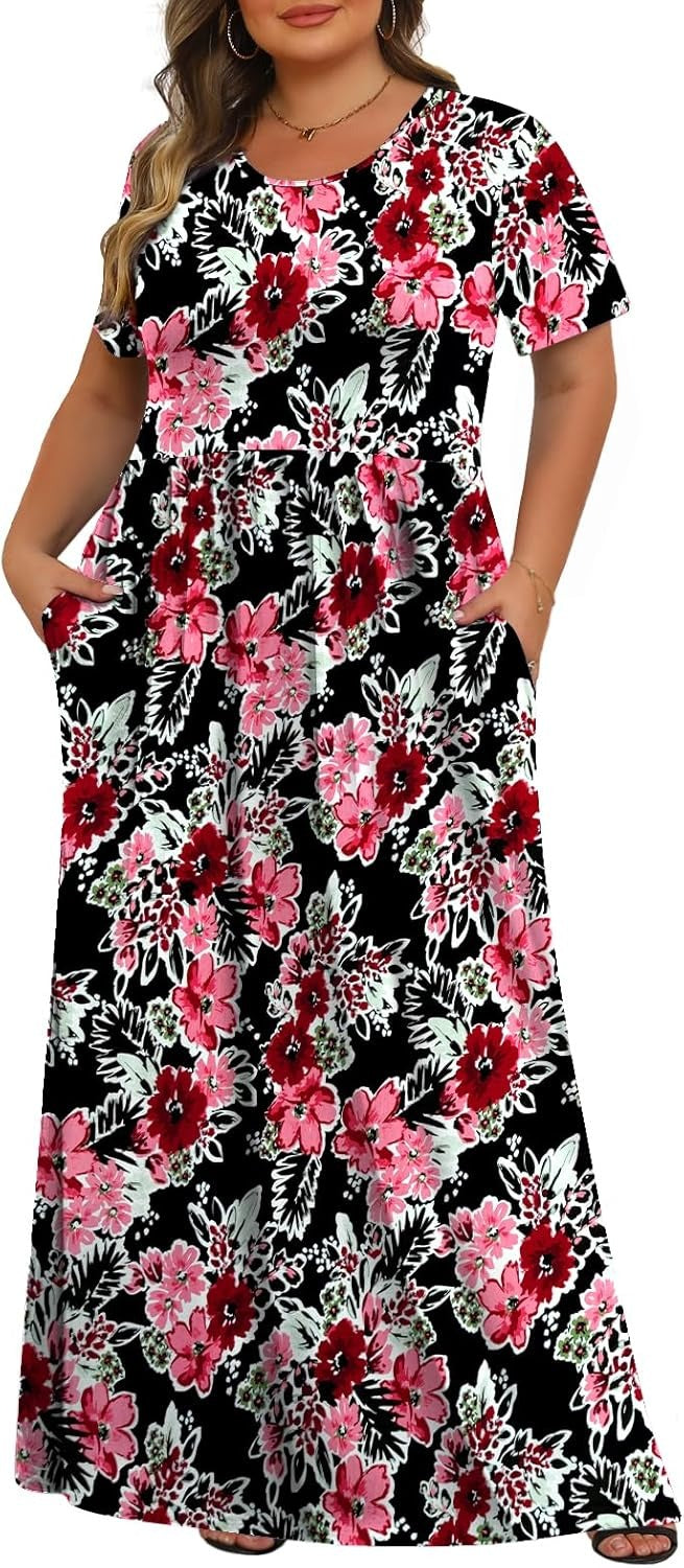 Women's Plus Size Maxi Dresses for Curvy Women Casual Long Dress