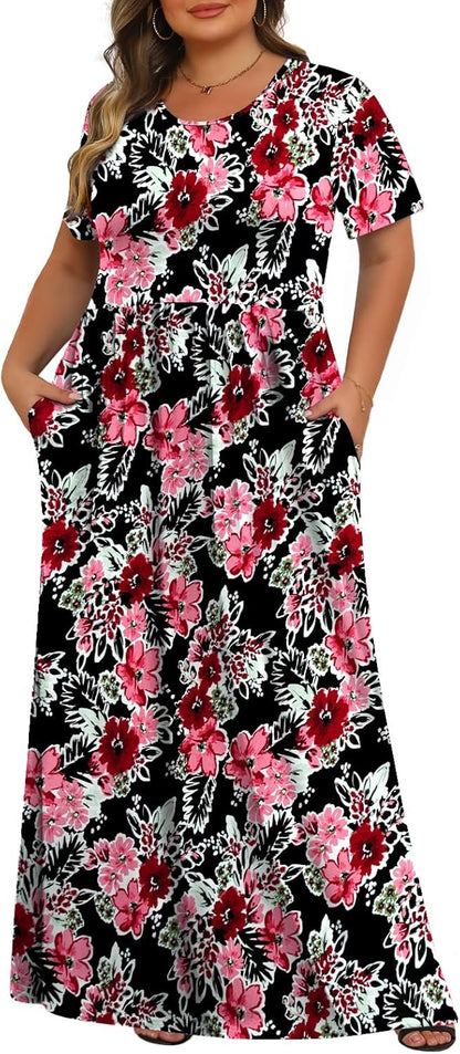 Women's Plus Size Maxi Dresses for Curvy Women Casual Long Dress