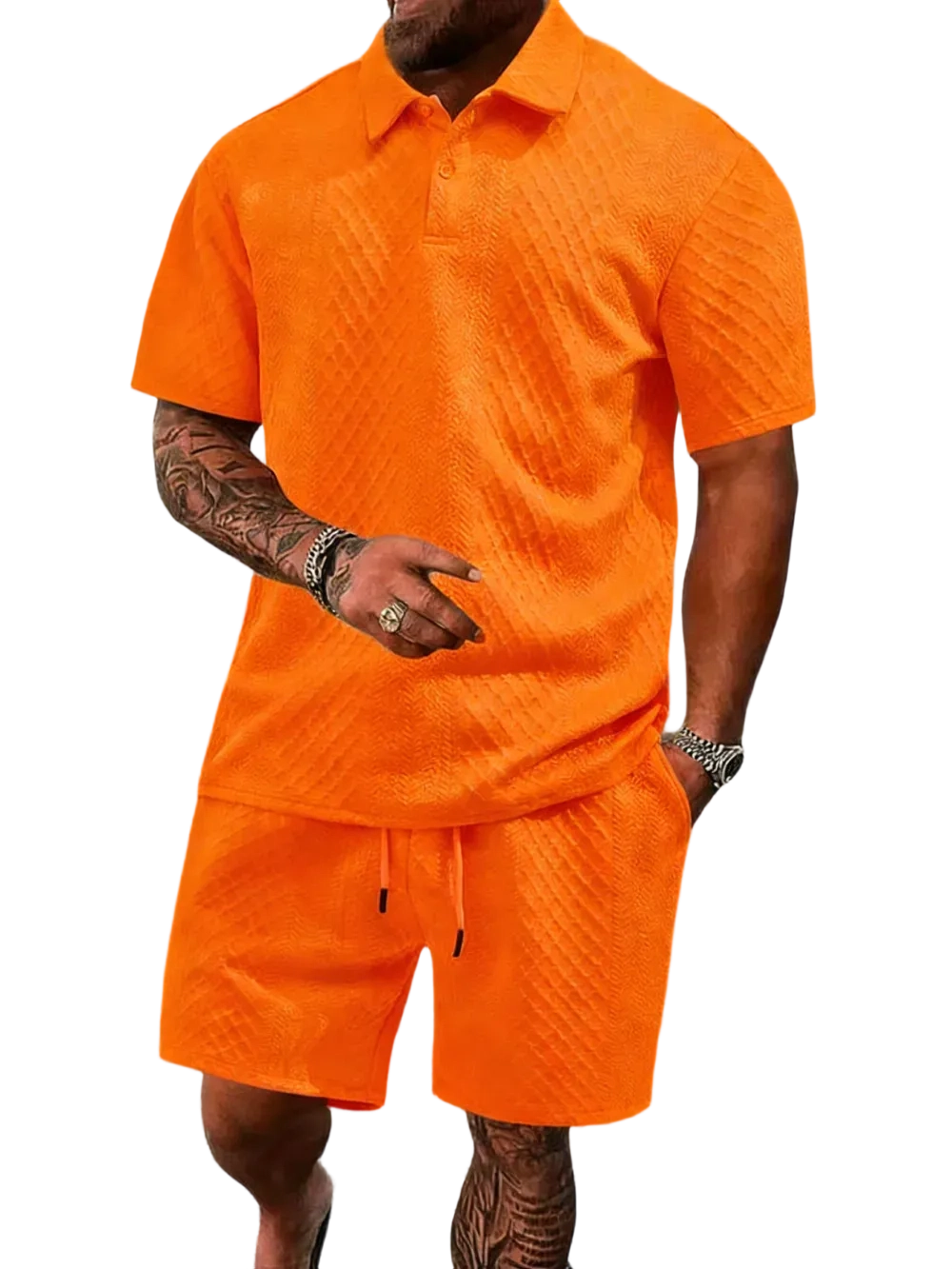 🔥Casual Summer Textured Polo Set