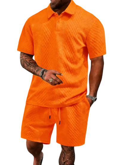 🔥Casual Summer Textured Polo Set